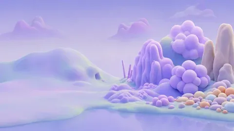 The lilac clay world with its left side cleared.