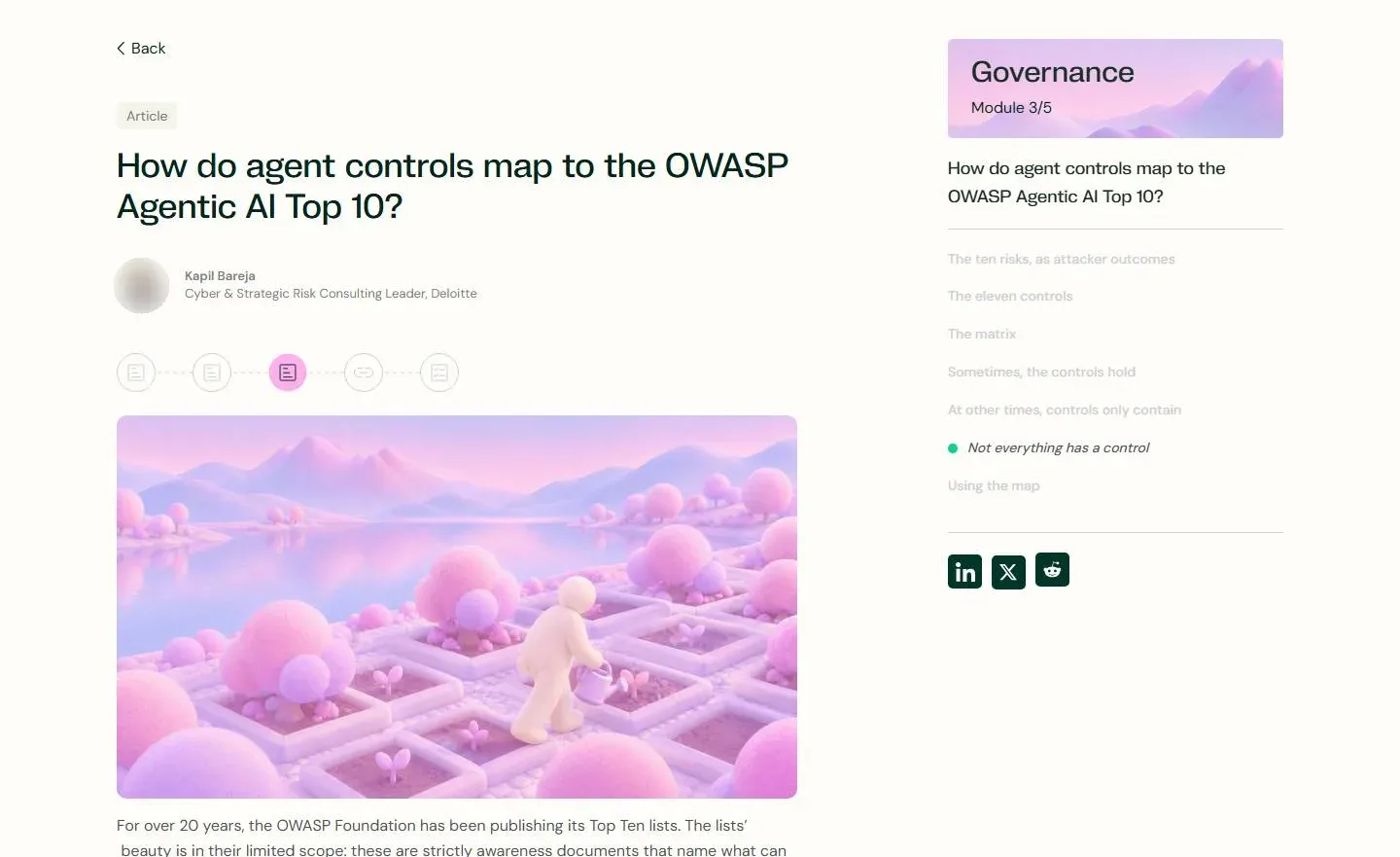 How do agent controls map to the OWASP Agentic AI Top 10?, the article on token.security, with this scene at its head.