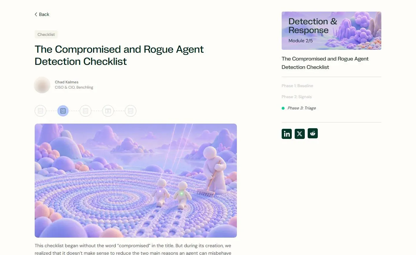 The Compromised and Rogue Agent Detection Checklist, the article on token.security, with this scene at its head.