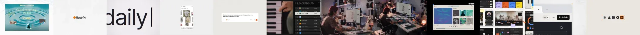 Twelve frames of Base44’s Apps 2.0 film, from its first second to its last.